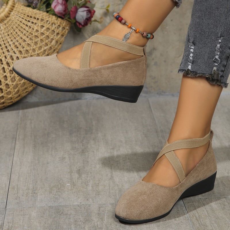 💎 50% OFF ELEGANT LOW WEDGE SHOES! 💎 Secure Elastic Strap, Lightweight & Breathable for All-Day Comfort and Style