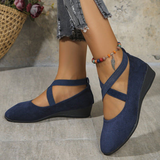 💎 50% OFF ELEGANT LOW WEDGE SHOES! 💎 Secure Elastic Strap, Lightweight & Breathable for All-Day Comfort and Style