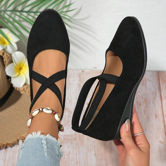 💎 50% OFF ELEGANT LOW WEDGE SHOES! 💎 Secure Elastic Strap, Lightweight & Breathable for All-Day Comfort and Style