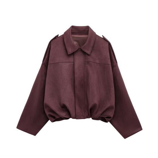 ⏰Last Day Sale 50% Off💃Women's Suede-Like Cropped Bomber Jacket