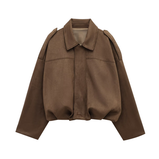 ⏰Last Day Sale 50% Off💃Women's Suede-Like Cropped Bomber Jacket