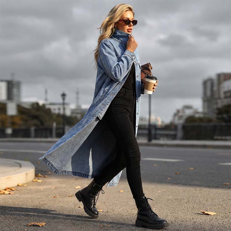 ⏳Time-Limited Special⏰Women’s Casual Longline Button-Up Denim Coat