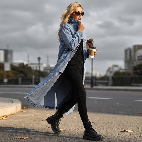 ⏳Time-Limited Special⏰Women’s Casual Longline Button-Up Denim Coat