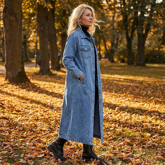 ⏳Time-Limited Special⏰Women’s Casual Longline Button-Up Denim Coat
