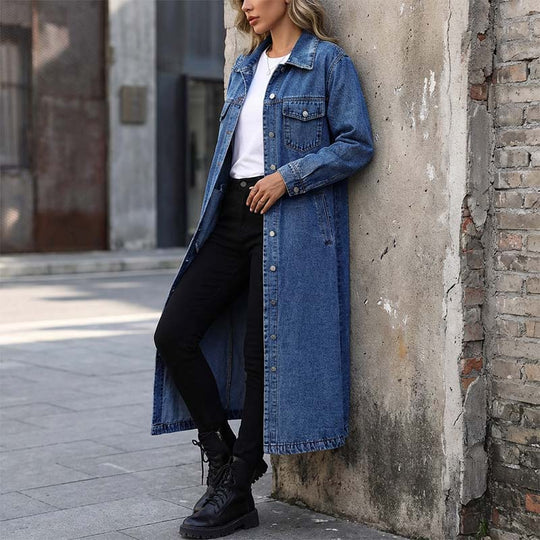 ⏳Time-Limited Special⏰Women’s Casual Longline Button-Up Denim Coat