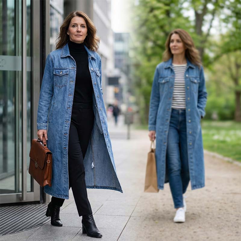 ⏳Time-Limited Special⏰Women’s Casual Longline Button-Up Denim Coat