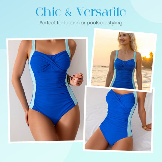 🔥LIMITED TIME 50% OFF!🩱Ruched One-Piece Swimsuit – Tummy Control & Twisted Front Design