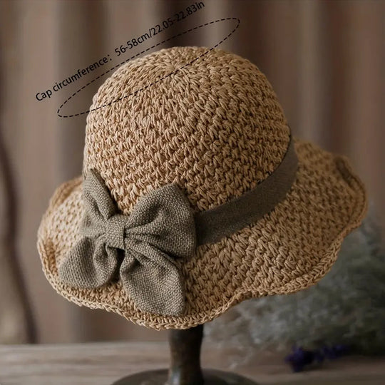 👒Elegant Woven Straw Sun Hat with Bow 🌞