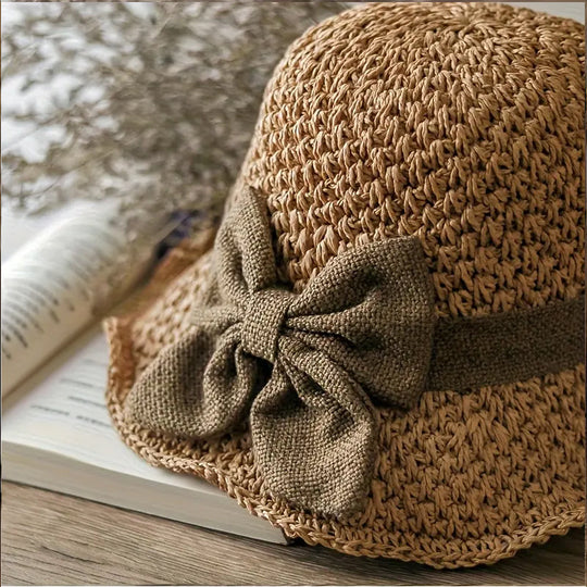 👒Elegant Woven Straw Sun Hat with Bow 🌞