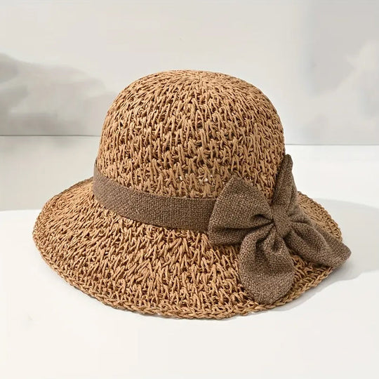 👒Elegant Woven Straw Sun Hat with Bow 🌞