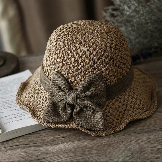 👒Elegant Woven Straw Sun Hat with Bow 🌞