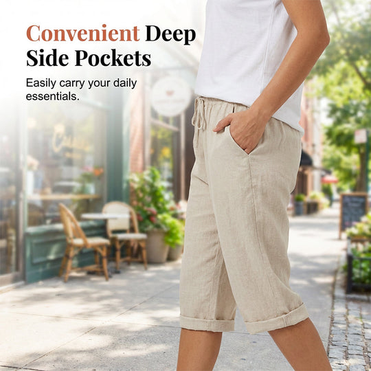 Women’s Casual Cotton Linen Capris – Breathable, Comfortable & Effortlessly Chic