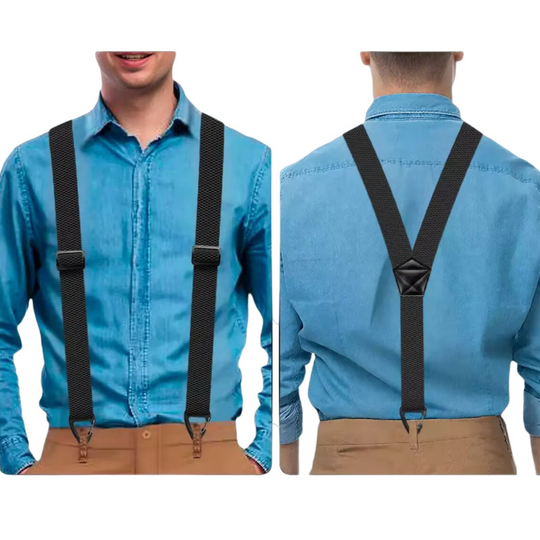 👔Men's Suspenders with X-Back & Clip Fasteners – Sturdy Clips, Wide Straps & Adjustable