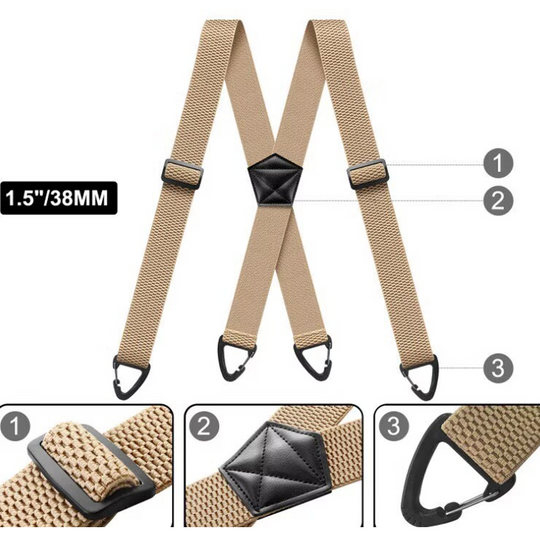 👔Men's Suspenders with X-Back & Clip Fasteners – Sturdy Clips, Wide Straps & Adjustable