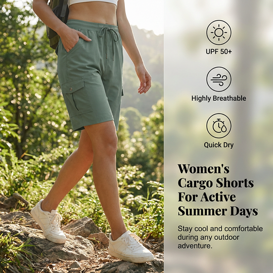 🌞LIMITED-TIME 50% OFF! 🩳 Women's Quick-Dry Cargo Shorts – UPF 50+, Multiple Pockets, Adjustable Waist 🏕️