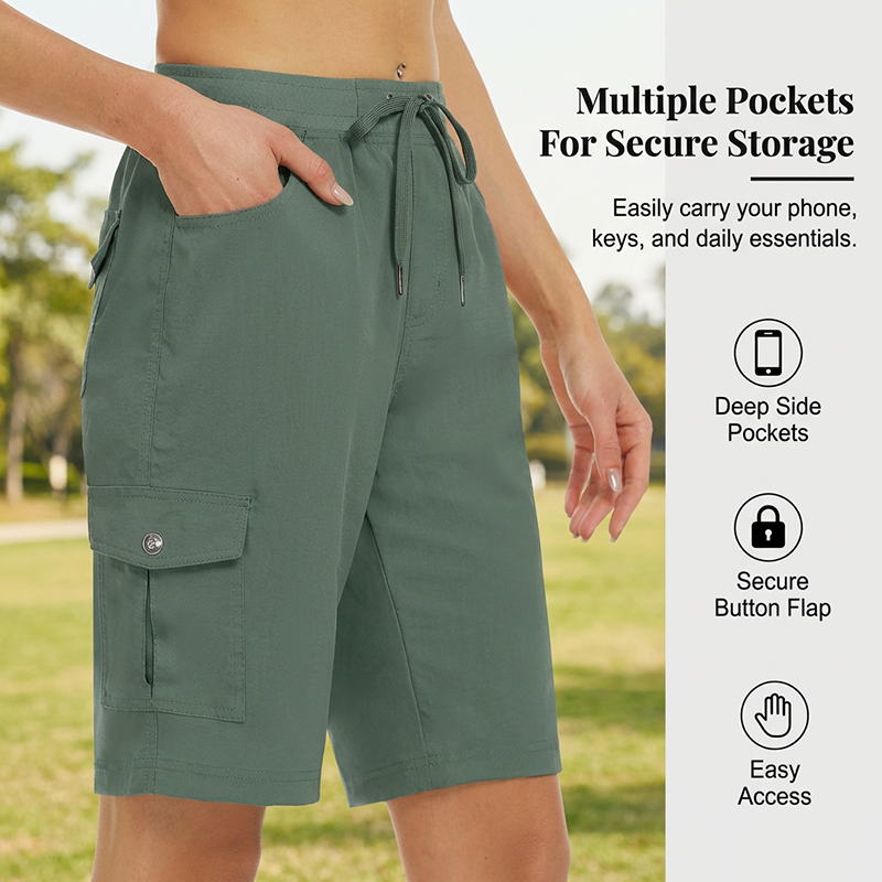 🌞LIMITED-TIME 50% OFF! 🩳 Women's Quick-Dry Cargo Shorts – UPF 50+, Multiple Pockets, Adjustable Waist 🏕️