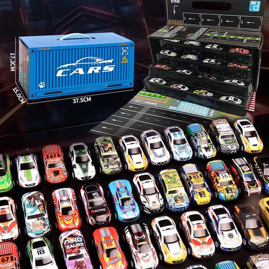 🎁48 Mini Pull-Back Cars with Built-In Garage Set