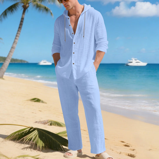 ⌛Limited-Time Offer🛍️Men's Breathable Linen Hooded Two-Piece Set
