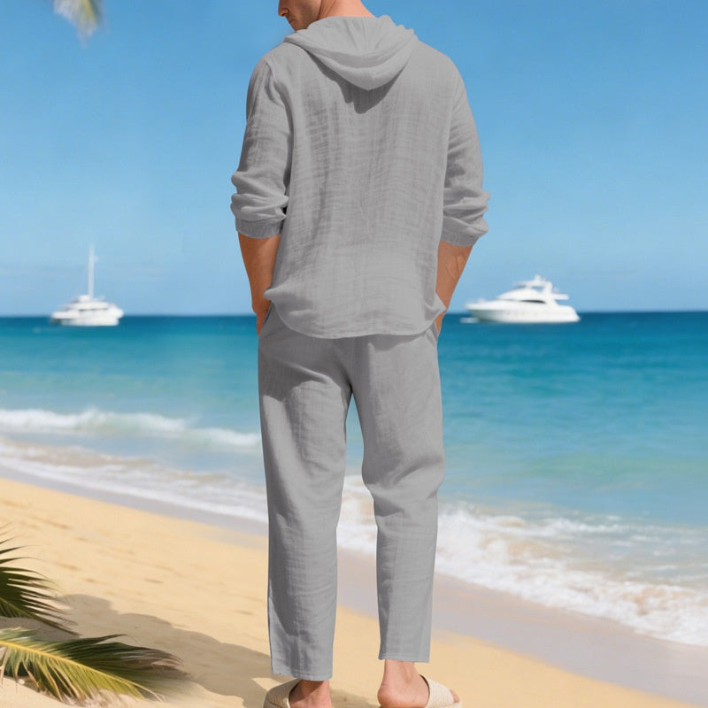 ⌛Limited-Time Offer🛍️Men's Breathable Linen Hooded Two-Piece Set