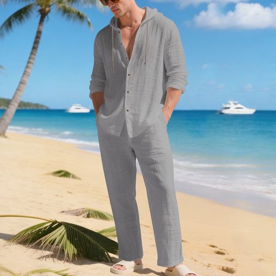 ⌛Limited-Time Offer🛍️Men's Breathable Linen Hooded Two-Piece Set