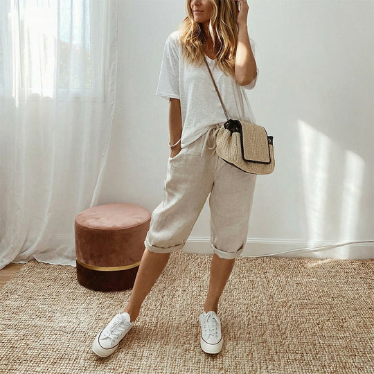 ⏳Limited-time 50% off⏰Women's Casual Cotton Linen Capris👖