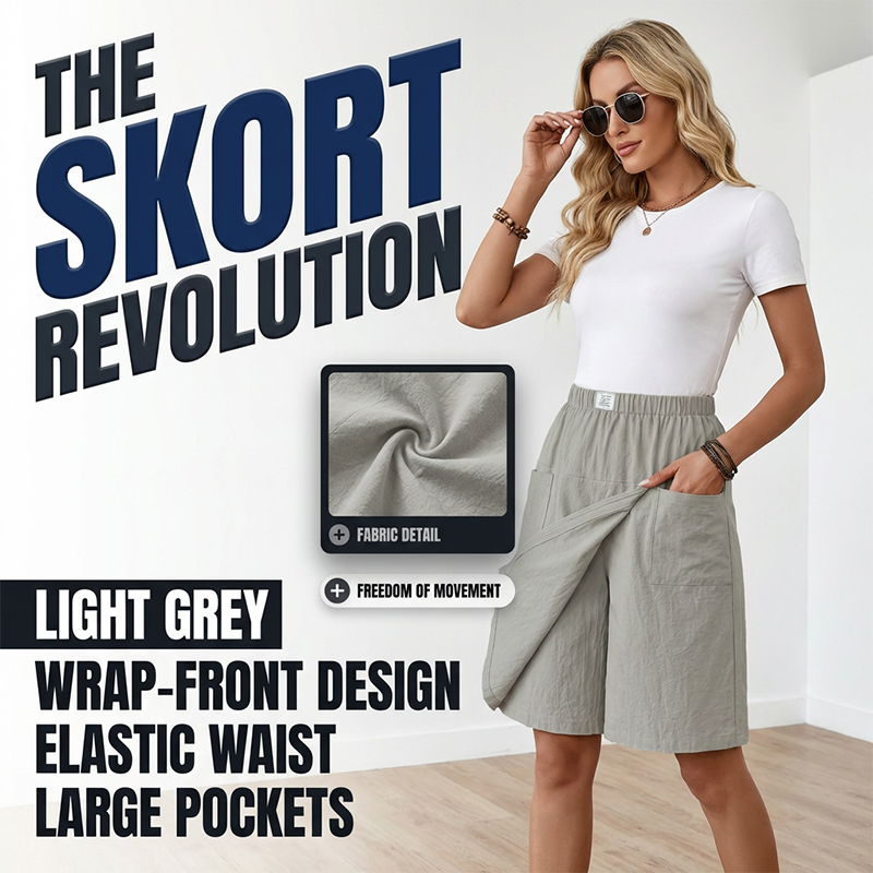 Limited-Time⌛🌿 Flattering Asymmetrical Skort with Essential Pockets – Skirt Elegance Meets Shorts Practicality