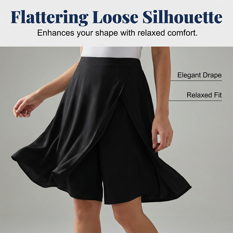 Limited-Time⌛🌿 Flattering Asymmetrical Skort with Essential Pockets – Skirt Elegance Meets Shorts Practicality