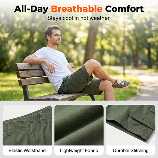 🩳 LIMITED-TIME 50% OFF! 💥 Men's Outdoor Casual Cargo Shorts – Multi-Pocket, Durable Cotton, Relaxed Fit ✨
