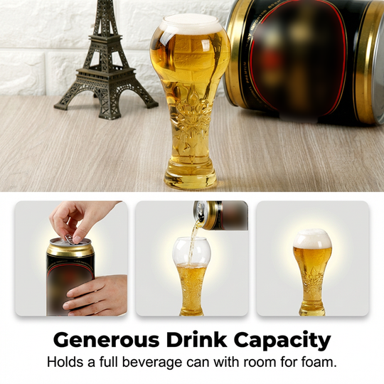 Large Capacity Ornate Embossed Beer Glass