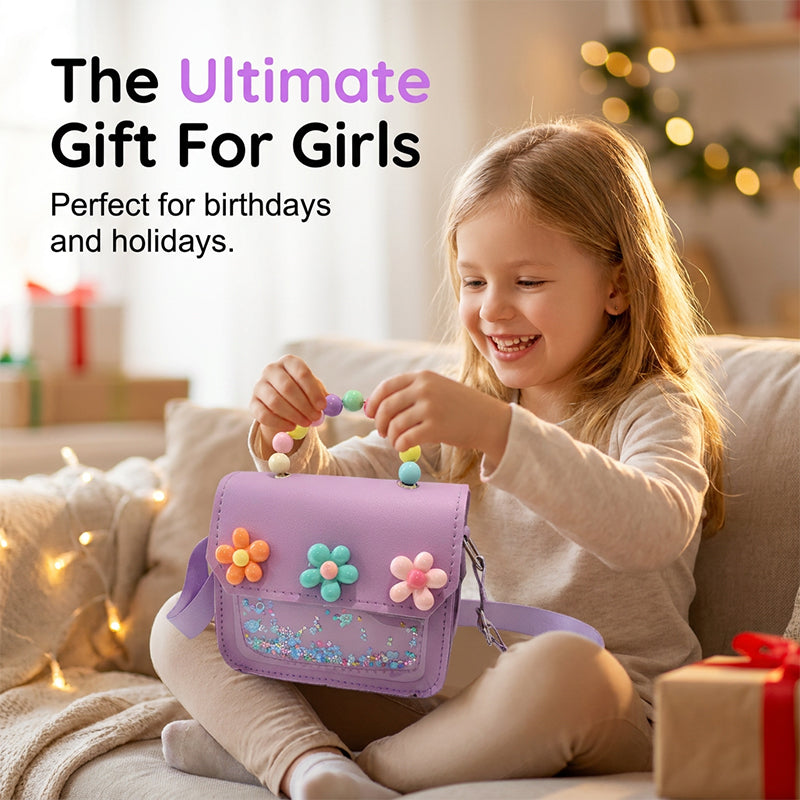Children's Sequin Flower Pearl Handbag