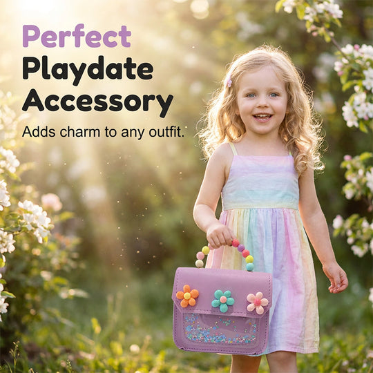 Children's Sequin Flower Pearl Handbag