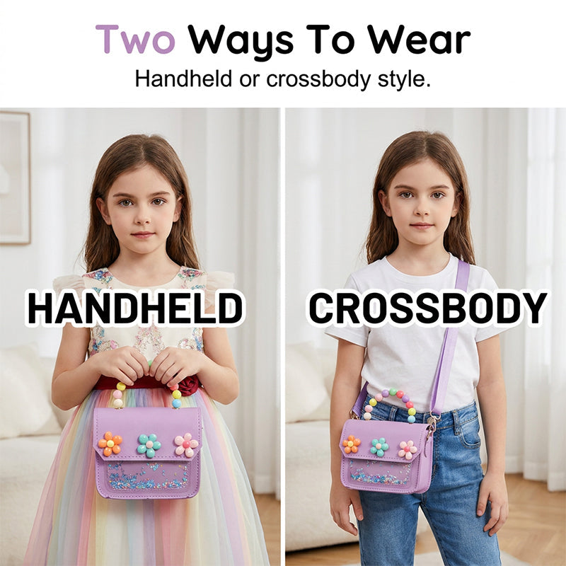 Children's Sequin Flower Pearl Handbag