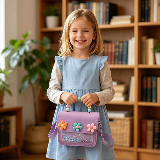 Children's Sequin Flower Pearl Handbag