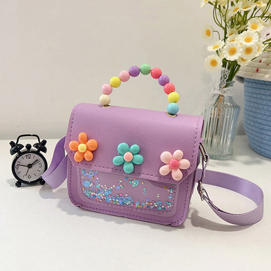 Children's Sequin Flower Pearl Handbag