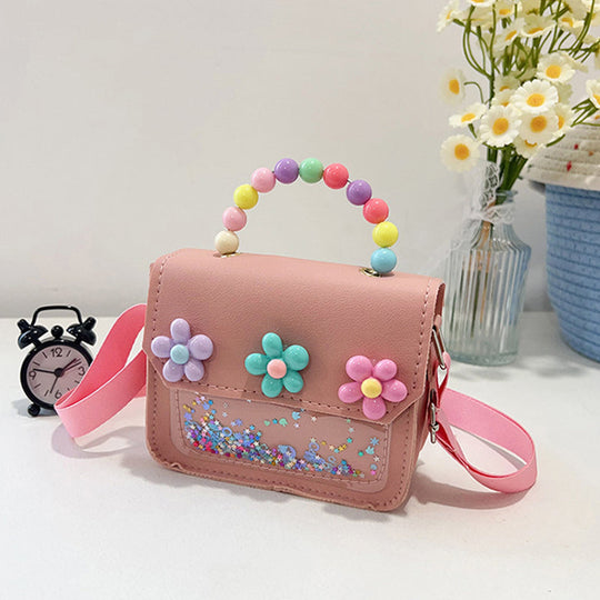 Children's Sequin Flower Pearl Handbag