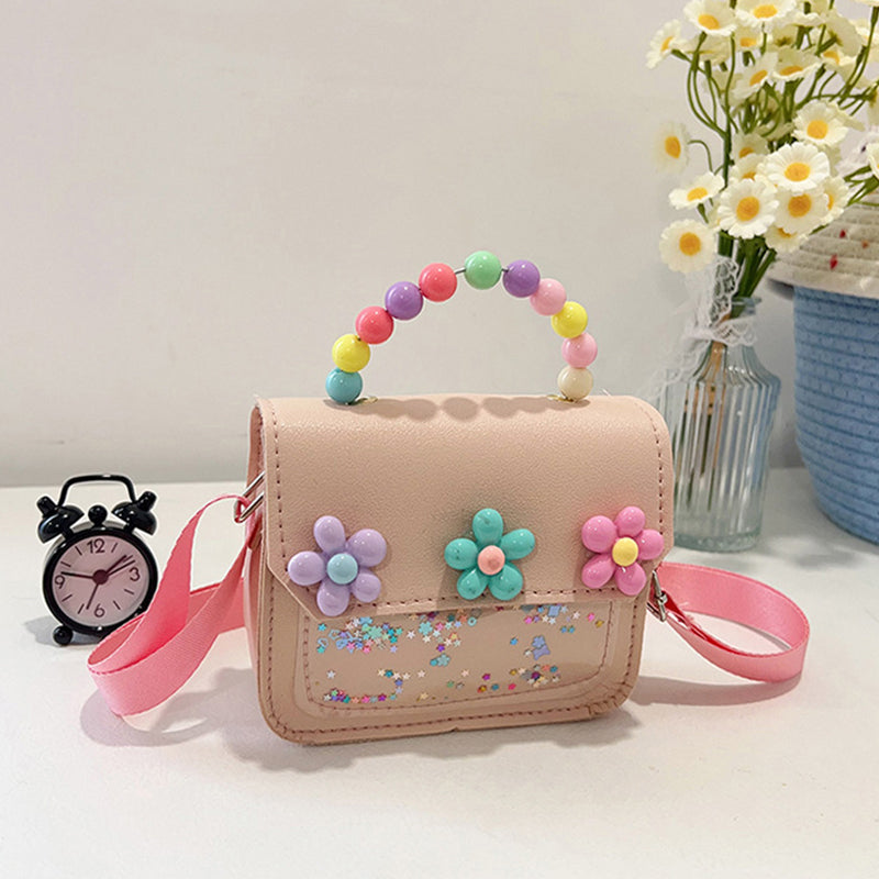 Children's Sequin Flower Pearl Handbag