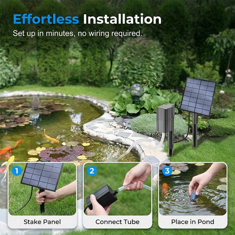 Solar Pond Aerator – Sun‑powered, no wiring. Boosts oxygen for fish & plants. Clean water, happy pond! 🌿✨