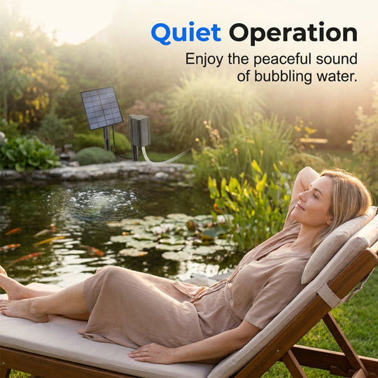 Solar Pond Aerator – Sun‑powered, no wiring. Boosts oxygen for fish & plants. Clean water, happy pond! 🌿✨