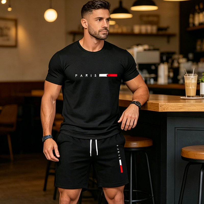 👕 50% OFF NOW! ⏰ Men's Printed 2-Piece Set – Soft & breathable – Relaxed fit, perfect for summer lounging or casual days – matching top & shorts 🩳