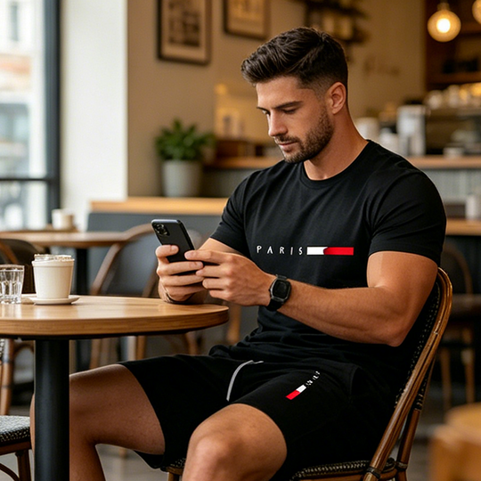 👕 50% OFF NOW! ⏰ Men's Printed 2-Piece Set – Soft & breathable – Relaxed fit, perfect for summer lounging or casual days – matching top & shorts 🩳