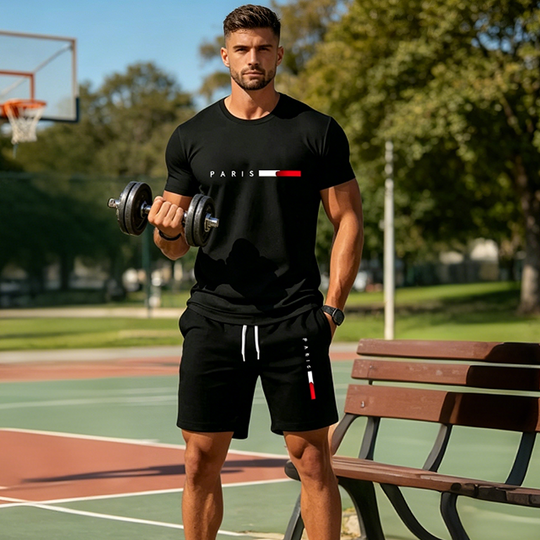 👕 50% OFF NOW! ⏰ Men's Printed 2-Piece Set – Soft & breathable – Relaxed fit, perfect for summer lounging or casual days – matching top & shorts 🩳