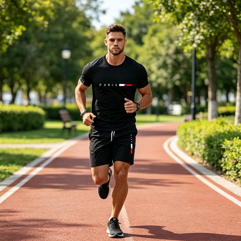👕 50% OFF NOW! ⏰ Men's Printed 2-Piece Set – Soft & breathable – Relaxed fit, perfect for summer lounging or casual days – matching top & shorts 🩳