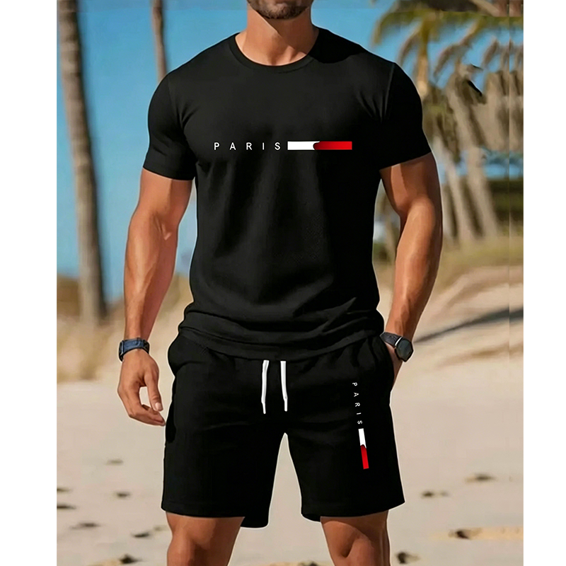 👕 50% OFF NOW! ⏰ Men's Printed 2-Piece Set – Soft & breathable – Relaxed fit, perfect for summer lounging or casual days – matching top & shorts 🩳