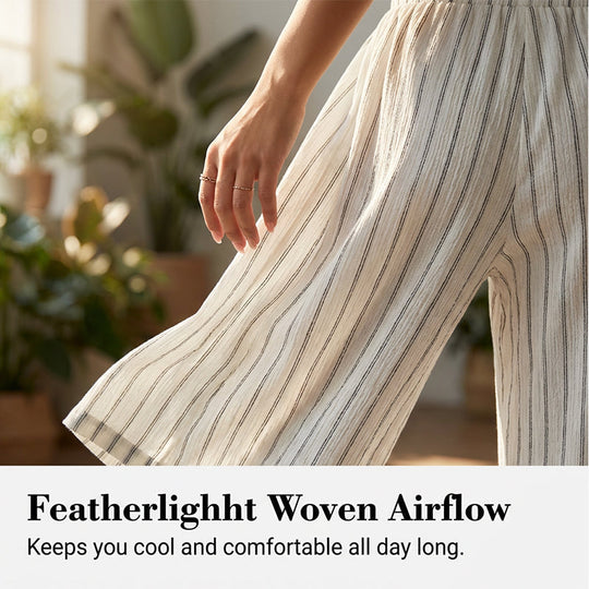 👖 LIMITED-TIME 50% OFF! ✨ Women's Striped Wide-Leg Pants – Drawstring Waist, Lightweight, Versatile 🌸