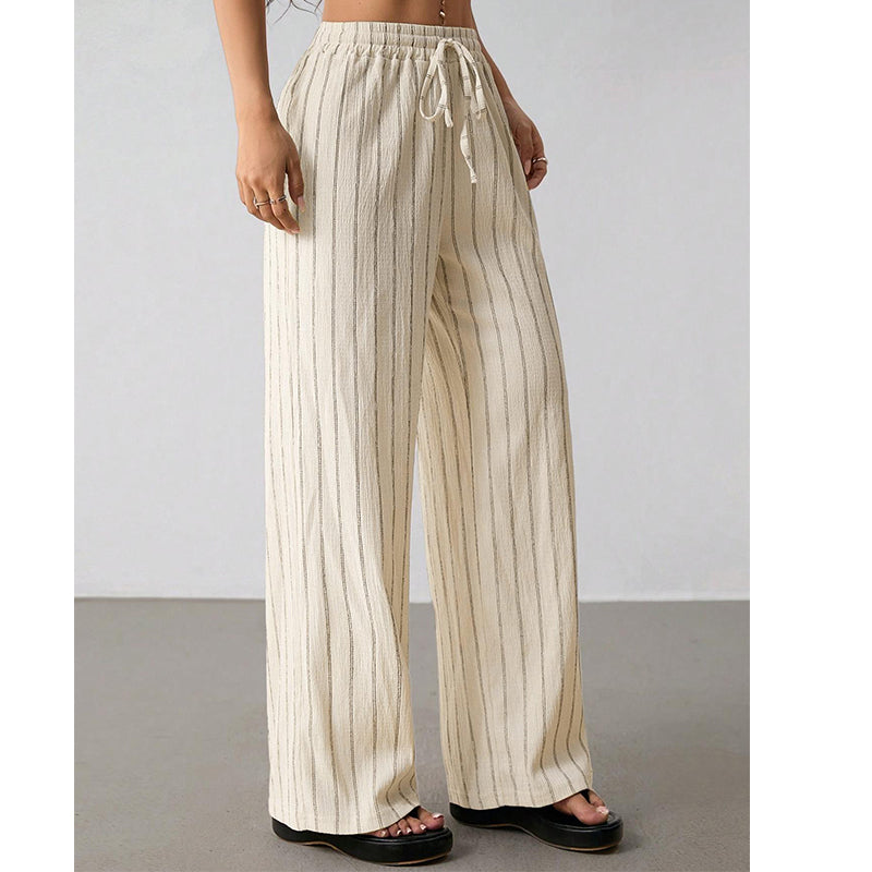 👖 LIMITED-TIME 50% OFF! ✨ Women's Striped Wide-Leg Pants – Drawstring Waist, Lightweight, Versatile 🌸