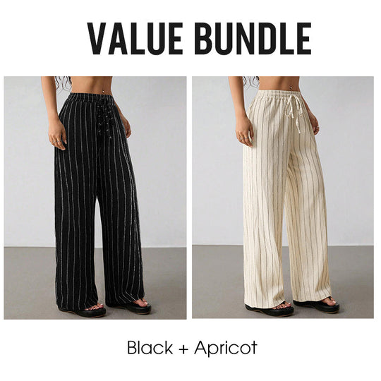 👖 LIMITED-TIME 50% OFF! ✨ Women's Striped Wide-Leg Pants – Drawstring Waist, Lightweight, Versatile 🌸