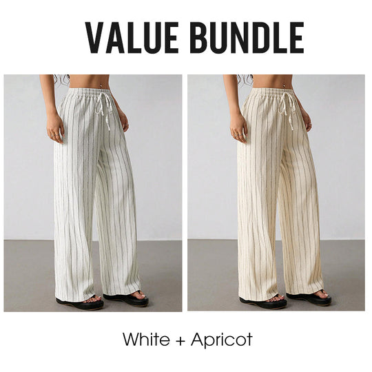 👖 LIMITED-TIME 50% OFF! ✨ Women's Striped Wide-Leg Pants – Drawstring Waist, Lightweight, Versatile 🌸