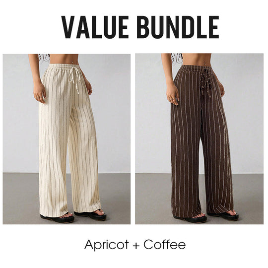 👖 LIMITED-TIME 50% OFF! ✨ Women's Striped Wide-Leg Pants – Drawstring Waist, Lightweight, Versatile 🌸
