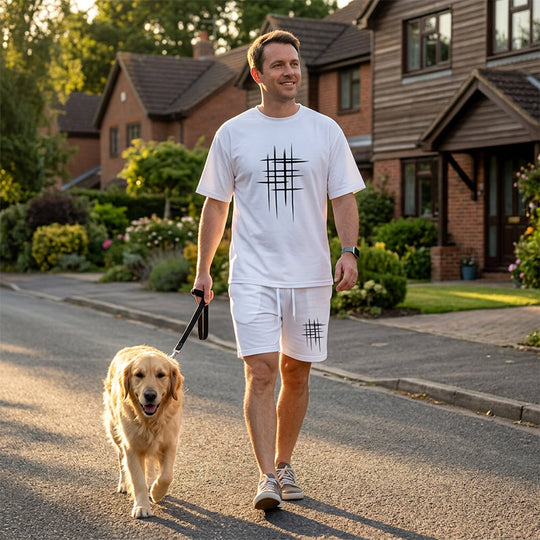 👕 LIMITED-TIME 50% OFF! ✨ Men's Casual 2-Piece Set – Heat Transfer Print, Loose Fit, Cotton Blend ☀️