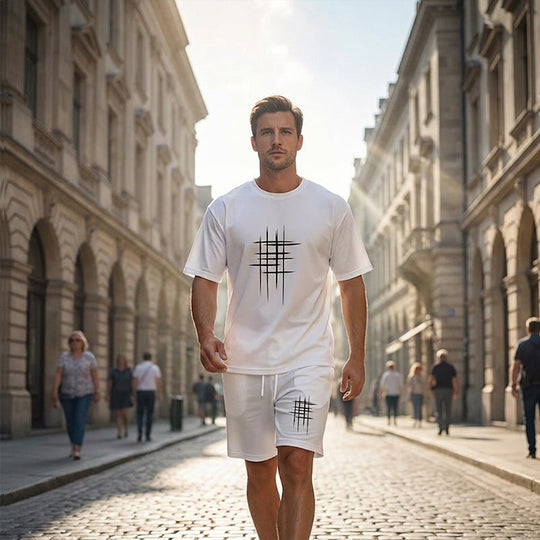 👕 LIMITED-TIME 50% OFF! ✨ Men's Casual 2-Piece Set – Heat Transfer Print, Loose Fit, Cotton Blend ☀️